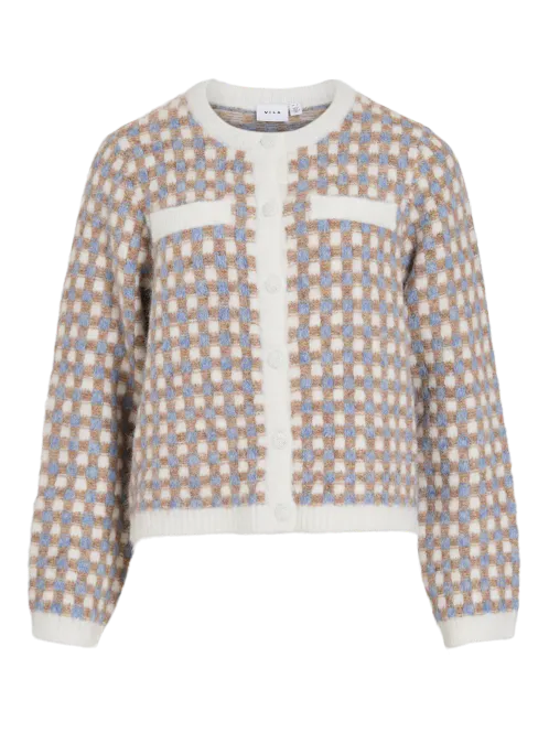 Hovedbilde ALDIS CARDIGAN CHECK - OFFWHITE/LYSBLÅ/SAND