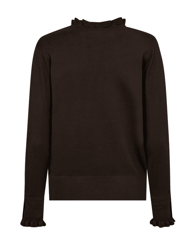 KATIE GENSER FRILL RUND HALS - BRUN