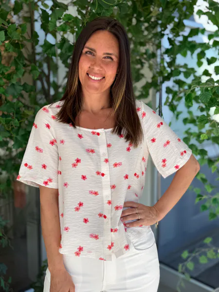 Hovedbilde ODETTE BLUSE  - OFFWHITE/BRINGEBÆR