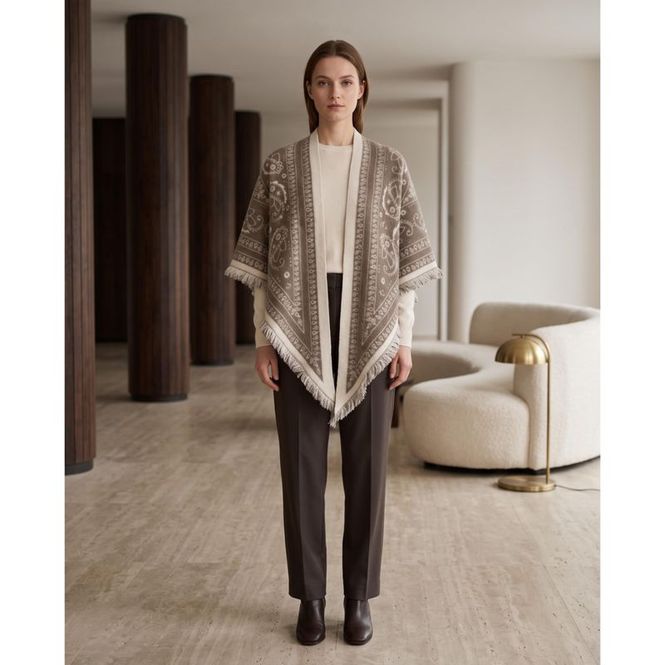 Hovedbilde SKJERF PAISLEY TREKANTET ULLMIX - TAUPE