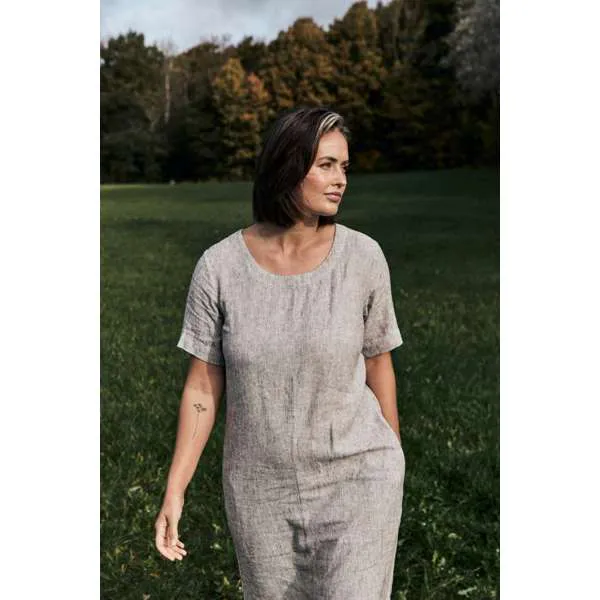 Hovedbilde LAVA KJOLE LIN/VISCOSE STRIPET - BRUN/OFFWHITE