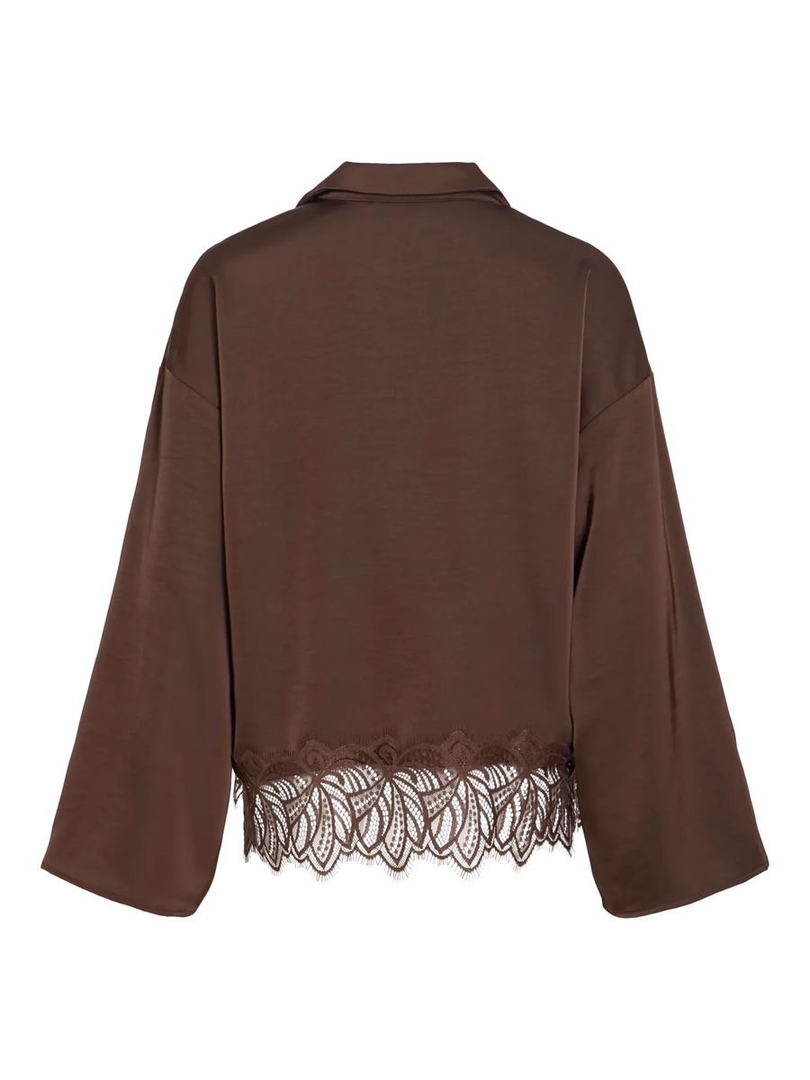 LEA SILKELOOK BLUSE - BRUN