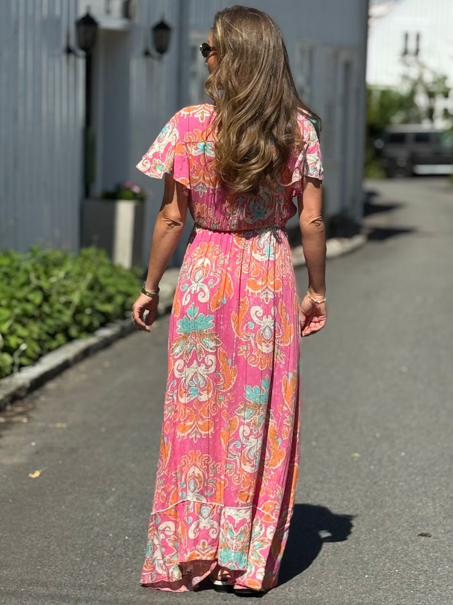 LAST QUEEN KJOLE M/KORT ERM - ROSA/PRINT