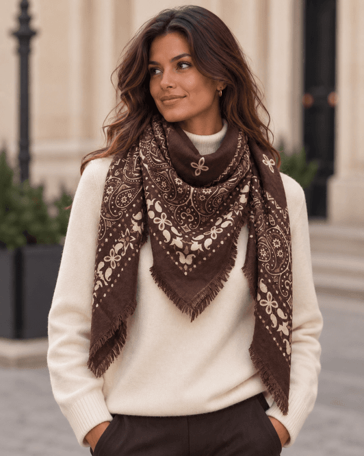 Hovedbilde SKJERF PAISLEY ULLMIX - BRUN / OFFWHITE