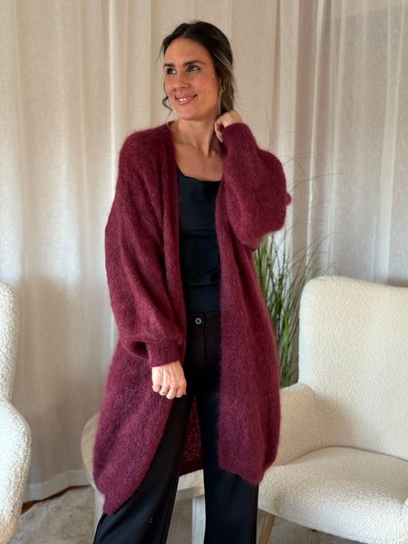 Hovedbilde MOHAIR LANG STRIKKEJAKKE - PLOMME