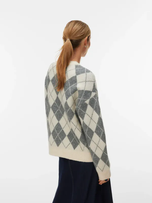 HALO GENSER ARGYLE - CREAM/GRÅ