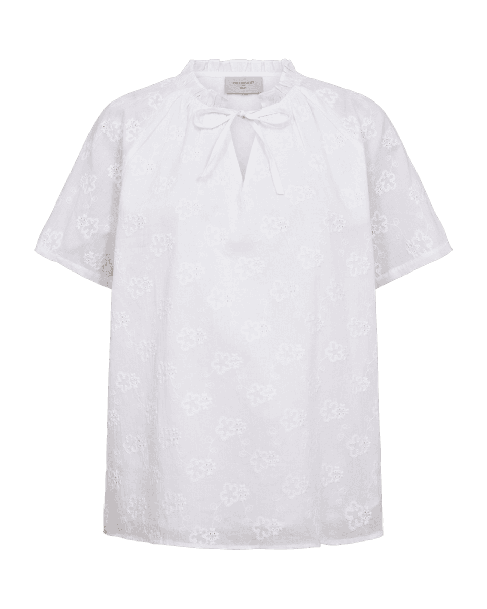 IDENA EMBRO BLUSE - HVIT
