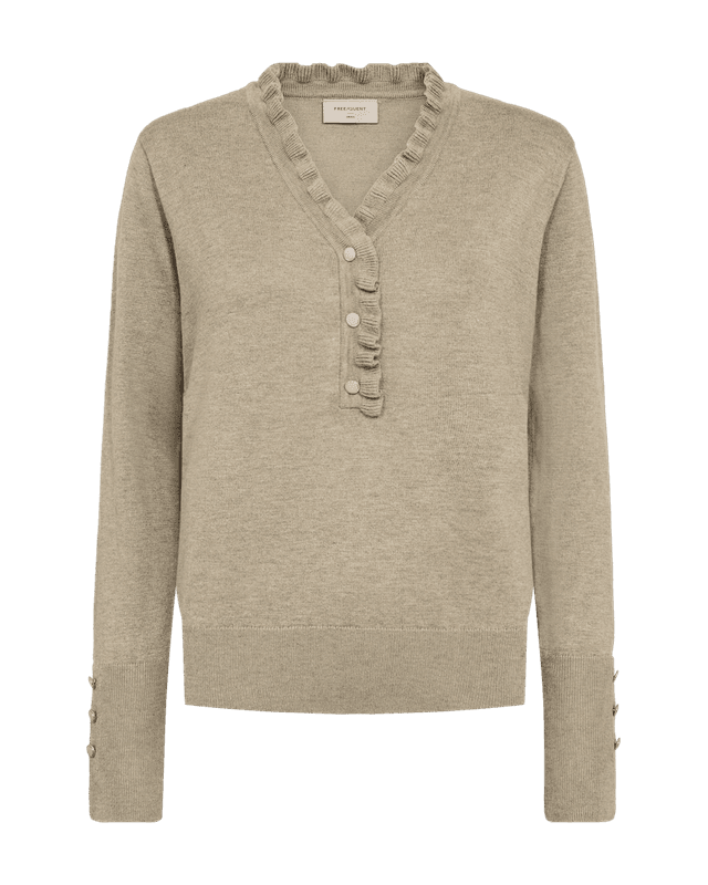 KATIE GENSER FRILL & V-HALS - MOONBEAM