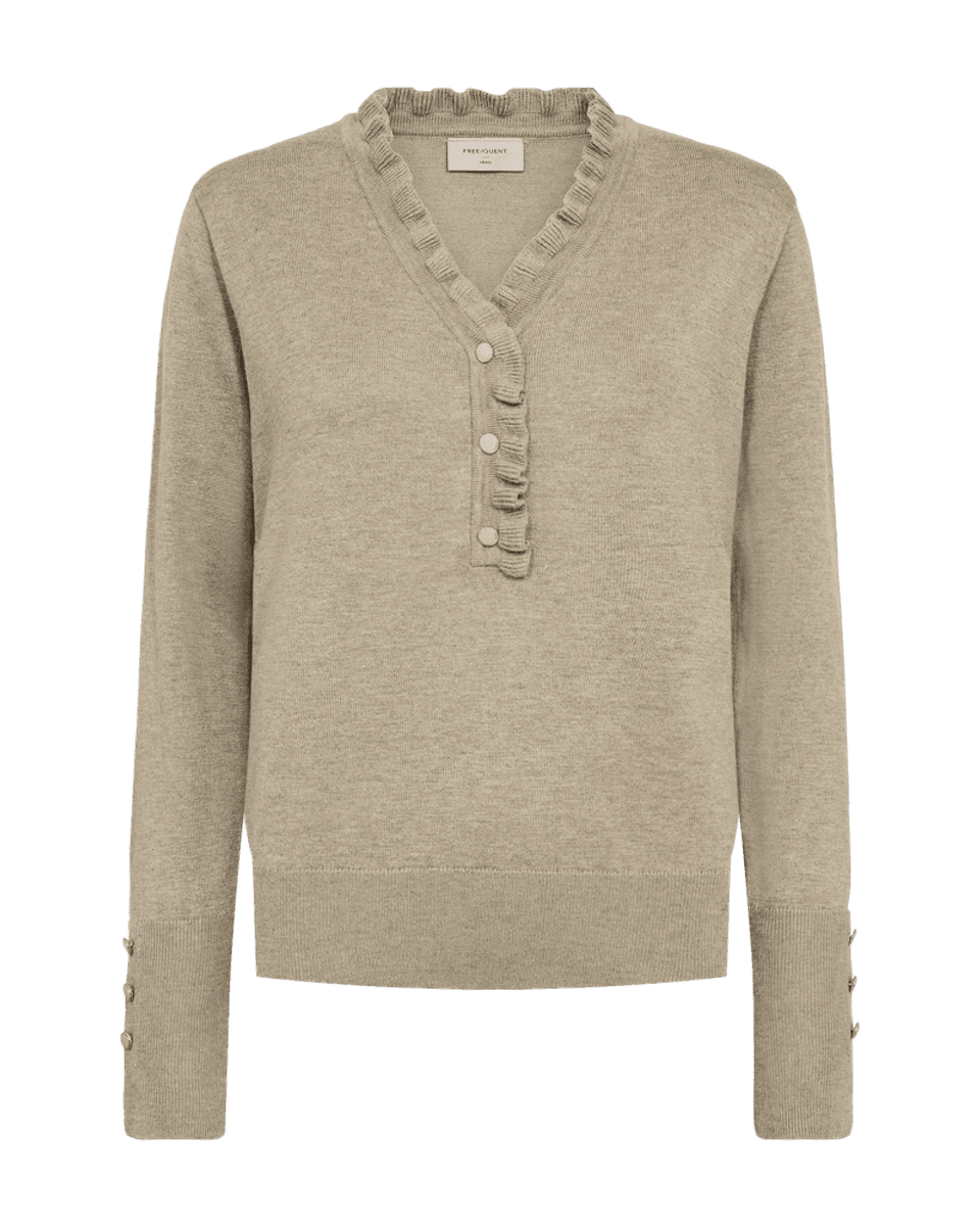 KATIE GENSER FRILL & V-HALS - MOONBEAM