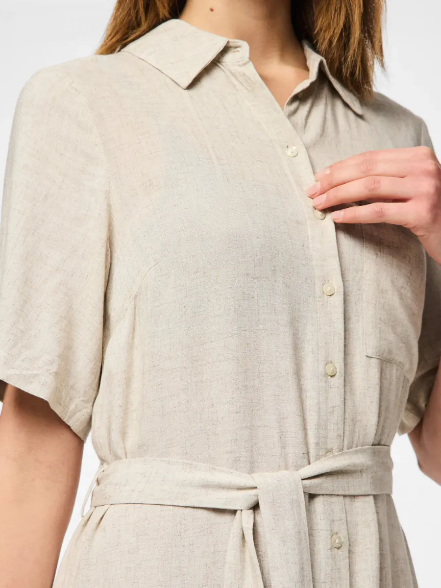 PIA LIN/VISCOSE KJOLE - LYS SAND MELERT