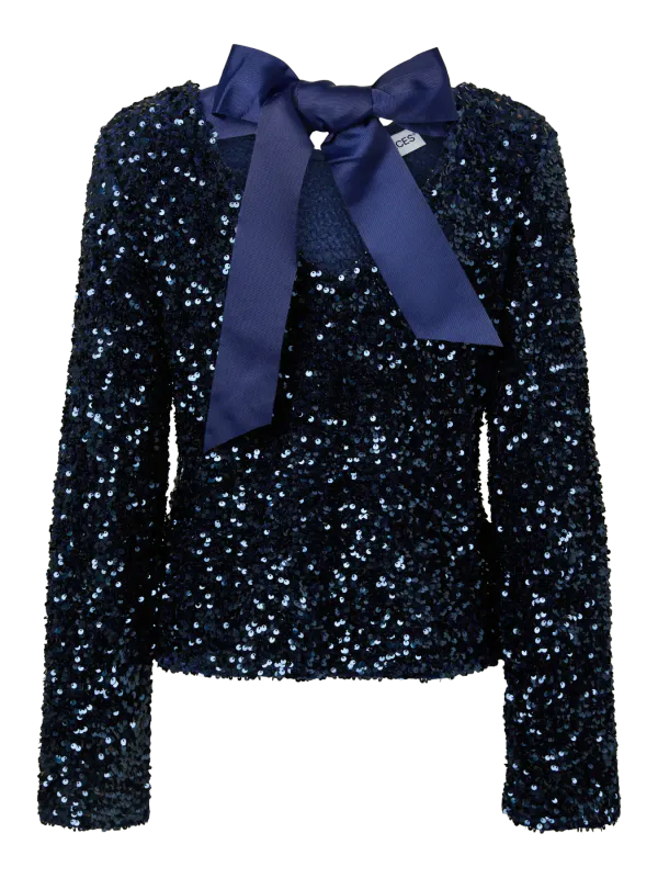 KAMMY PALJETT TOPP M/SLØYFE - NAVY