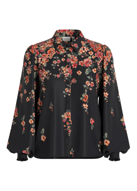 ELMA BLUSE FLOWER - SORT