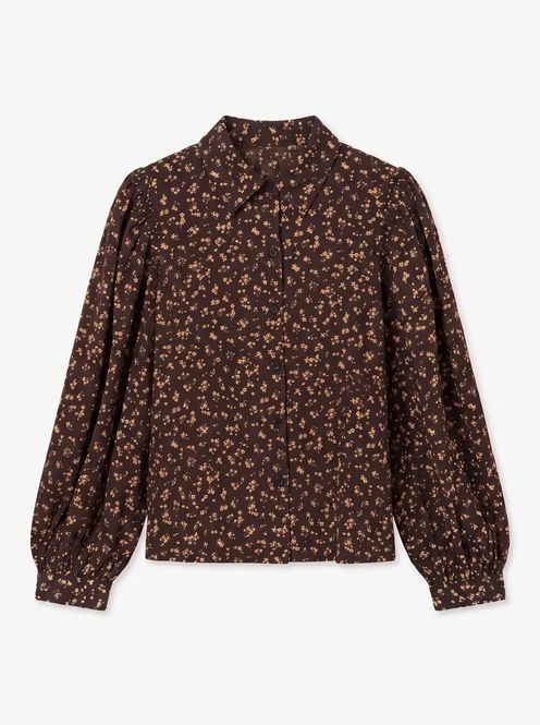 Hovedbilde NOELLE BLUSE M/BLOMSTER - BRUN/GUL
