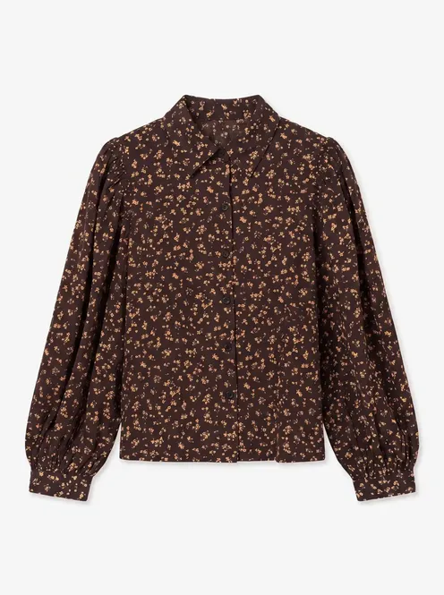 Hovedbilde NOELLE BLUSE M/BLOMSTER - BRUN/GUL