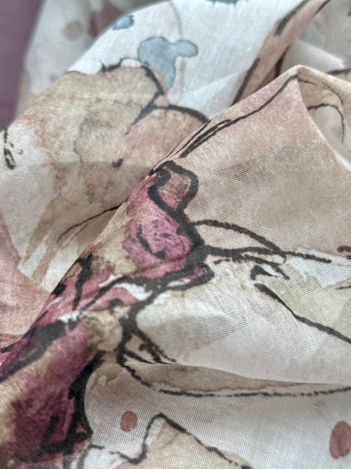 Hovedbilde SKJERF ABSTRAKT BLOMSTER - SAND/OFFWHITE/LYS ROSA