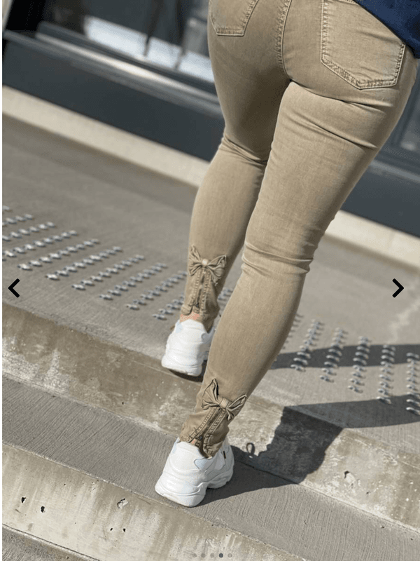 BOW BUKSE  - TAUPE BOMULLSTWILL