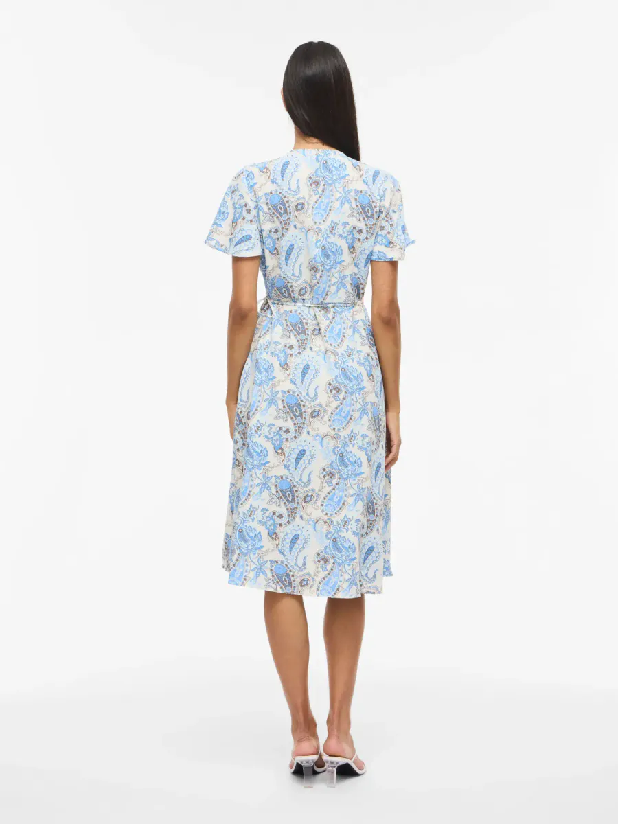 LOVIE KJOLE M/ PAISLEY PRINT  - LYSBLÅ