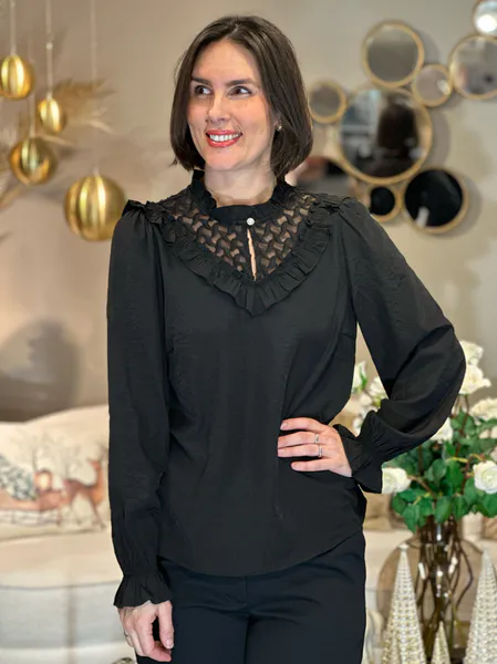 Hovedbilde LOLIA BLUSE M/EMBRO - SORT