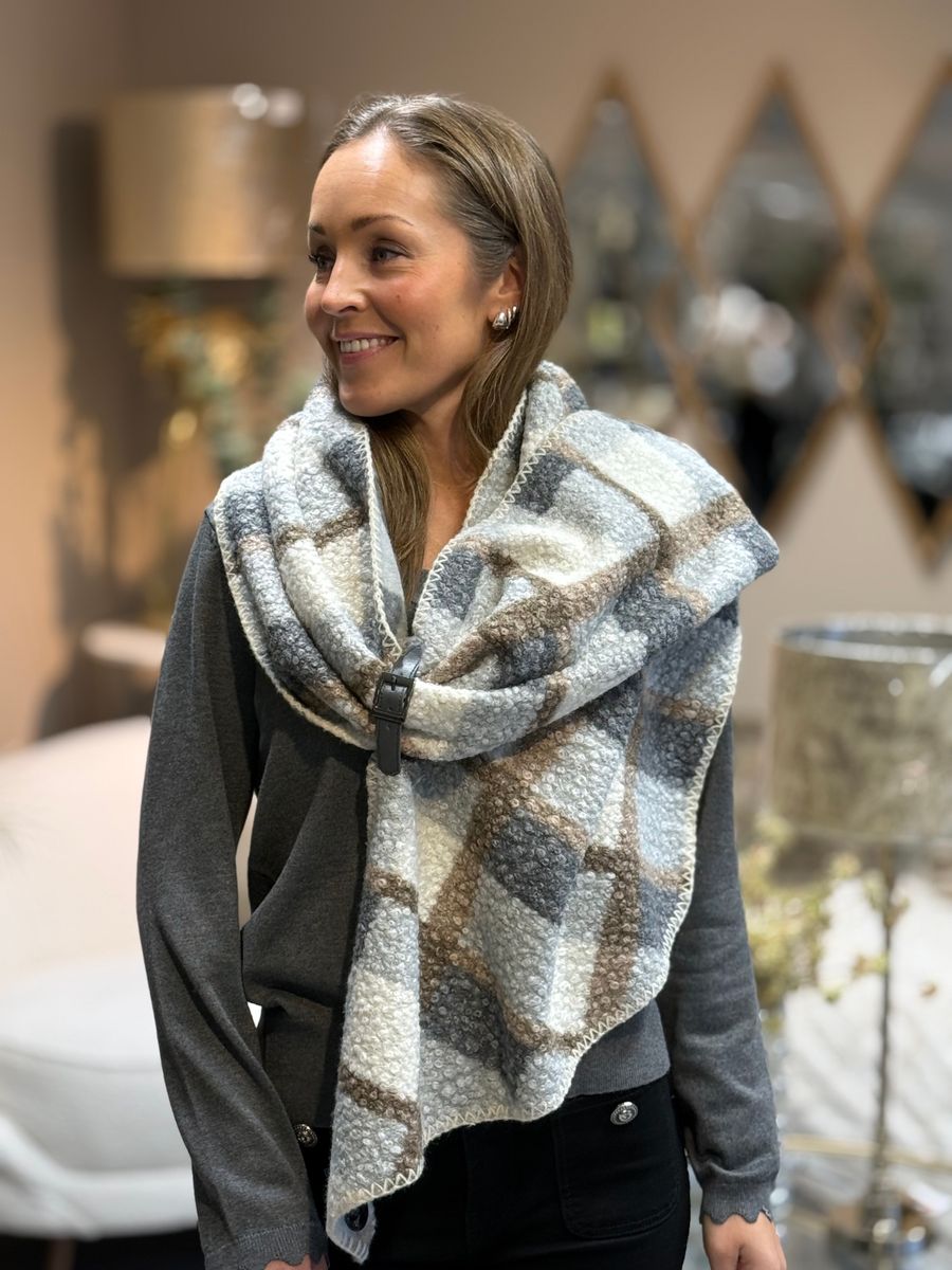 SKJERF M/HEMPE - GRÅ/BRUN/CREAM