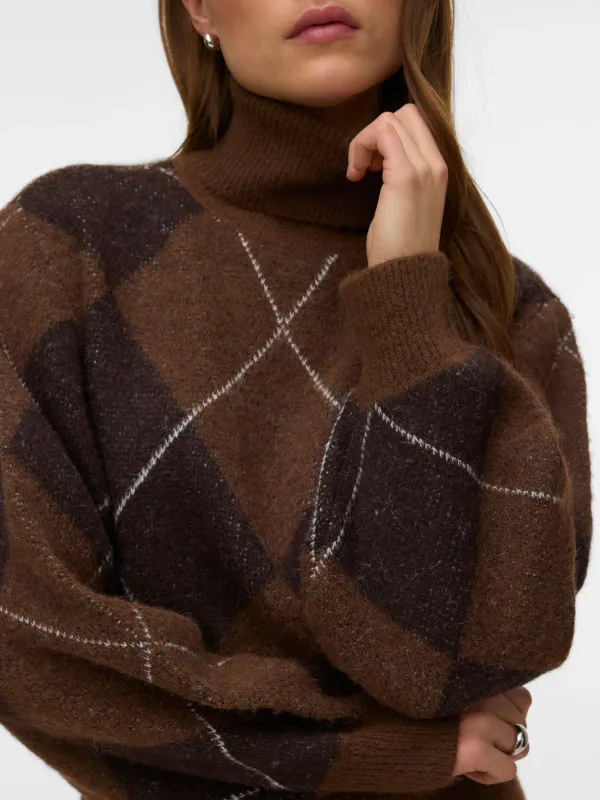 DARLA ROLL NECK GENSER - BRUN/BRUN