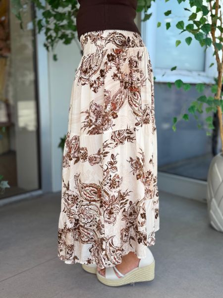 Hovedbilde PAISLEY SMOCK SKJØRT - BRUN / OFFWHITE