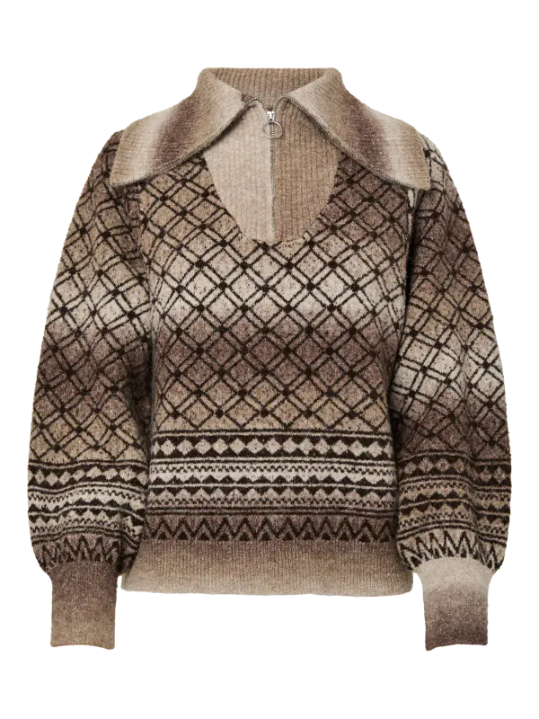 AURA HALF ZIP GENSER - MULDVARP/BRUN
